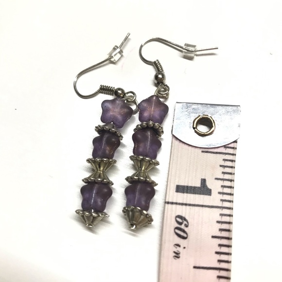 Violets beads dangle earrings handmade by MunandMe - Picture 3 of 3